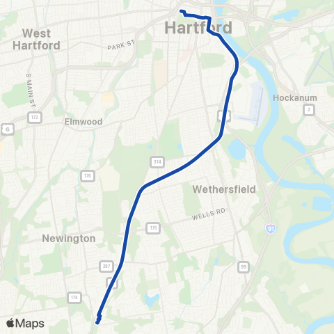 CTTransit Hartford Newington Exp map