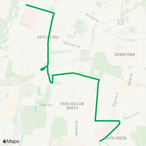 CTTransit Hartford Hospital Connector map