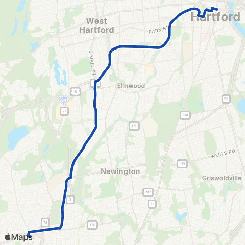 CTTransit New Britain Hartford / New Britain map