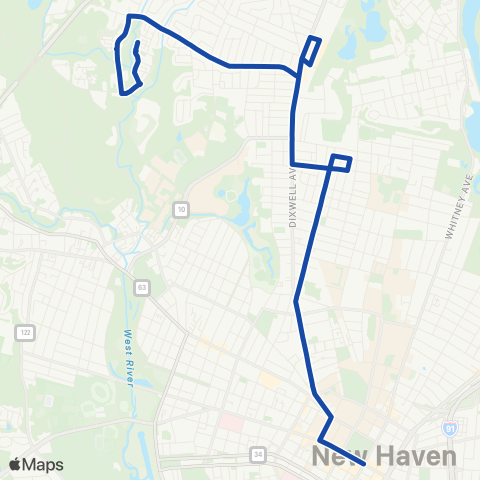 CTTransit New Haven Shelton Avenue map