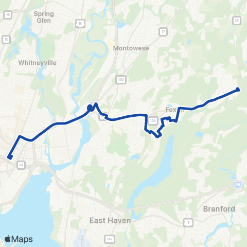 CTTransit New Haven New Haven / North Branford map