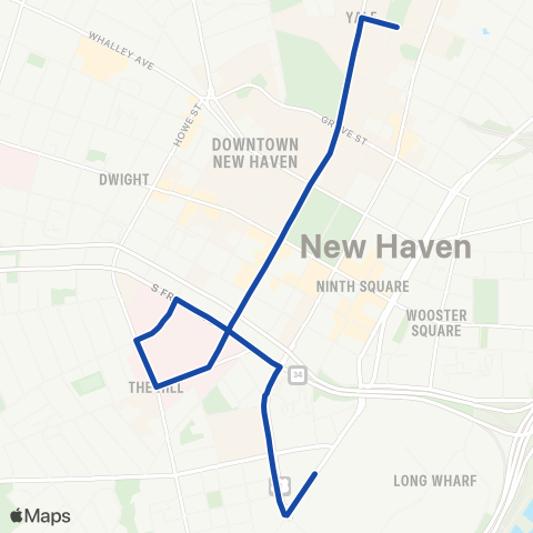 CTTransit New Haven New Haven Connector map