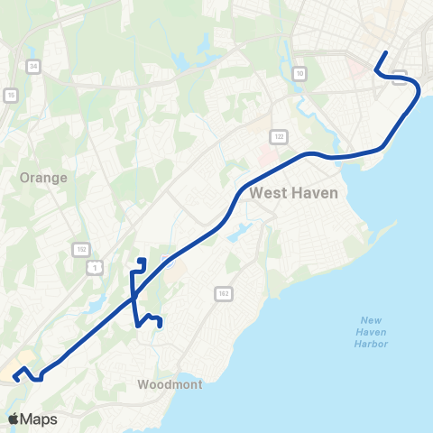 CTTransit New Haven Orange Business District / Milford map