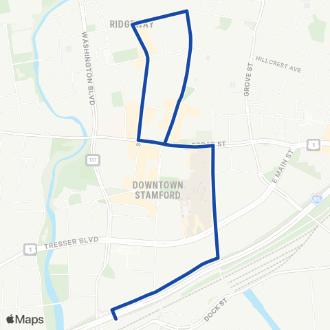 CTTransit Stamford Stamford Connector: Downtown Loop map