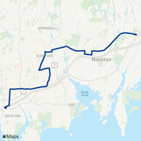 CTTransit Stamford Glenbrook Rd map