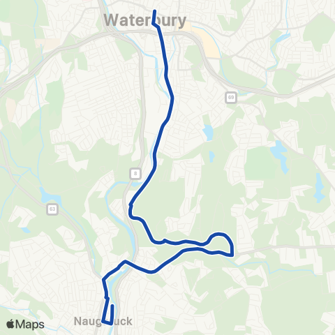 CTTransit Waterbury Waterbury / Naugatuck map