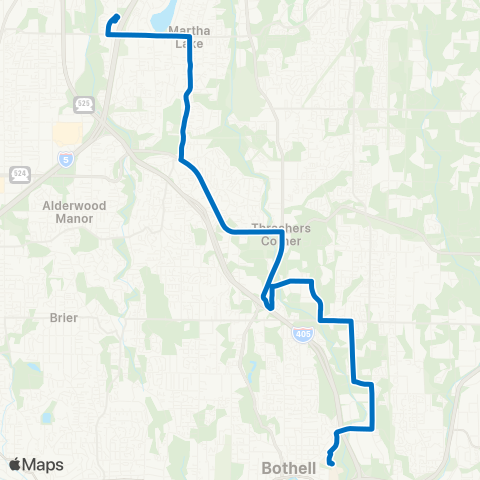 Community Transit Ash Way P&R - Cyn Pk P&R / Uw Bothell / Cascadia map