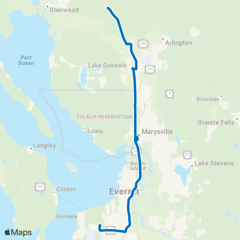 Community Transit Stanwood I-5 P&R - Seaway TC map