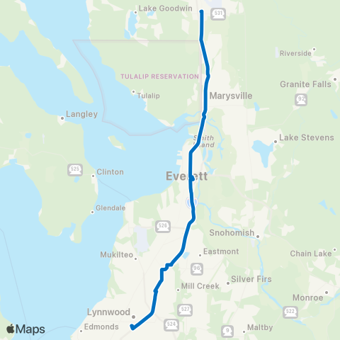 Community Transit Smokey Point TC - Lynnwood City Ctr Sta map