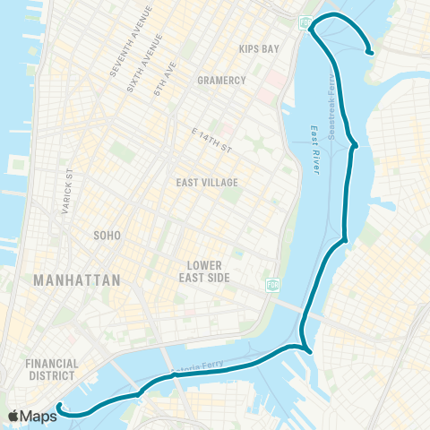 NYC Ferry East River map