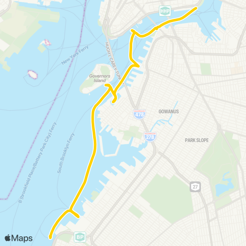 NYC Ferry South Brooklyn map