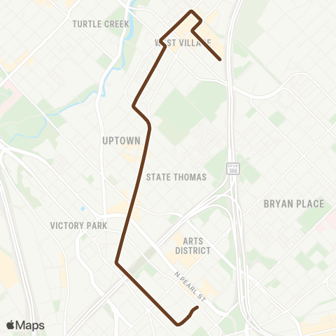 DART McKinney Avenue Trolley map