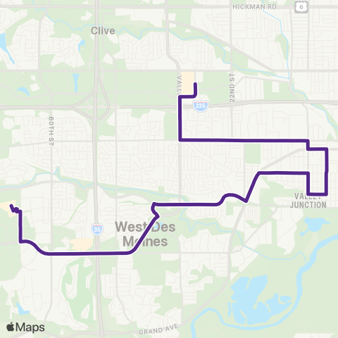 DART West Des Moines Valley map