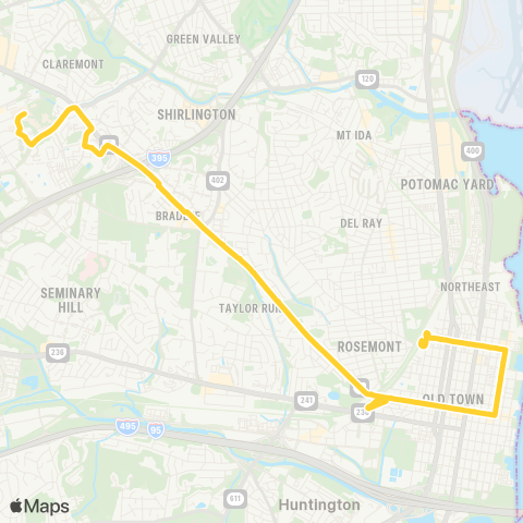 DASH NVCC - King St - King St Metro - Old Town Circulator - Braddock Metro map