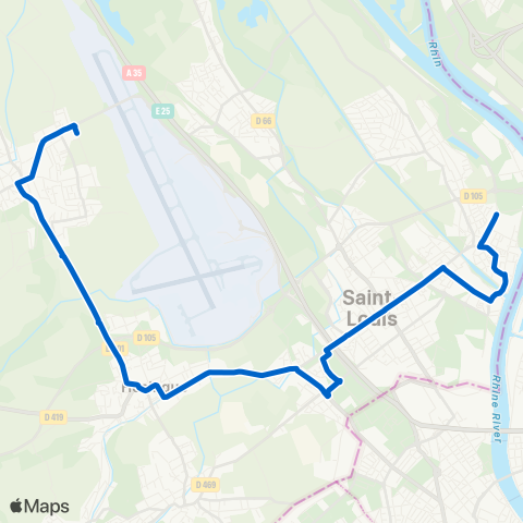 DistriBus Blotzheim Clostermann - Huningue Alsace map