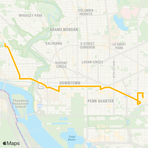 DC Circulator Georgetown - Union Station map