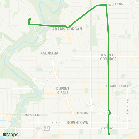 DC Circulator Woodley Pk - Adams Morgan - McPherson Sq map