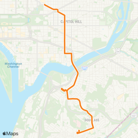 DC Circulator Congress Heights - Union Station map