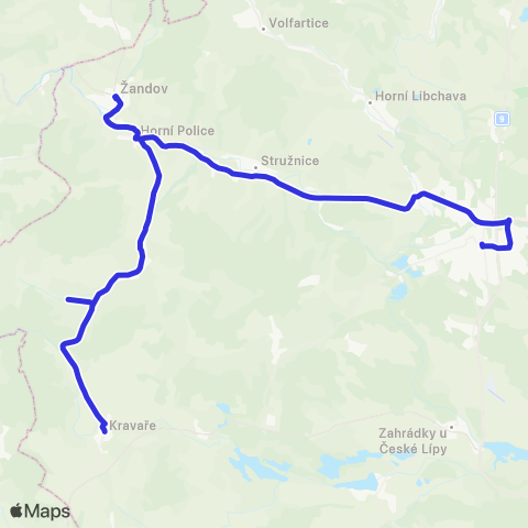 Doprava Česká Lípa Česká Lípa - Žandov - Velká Javorská - Kravaře map