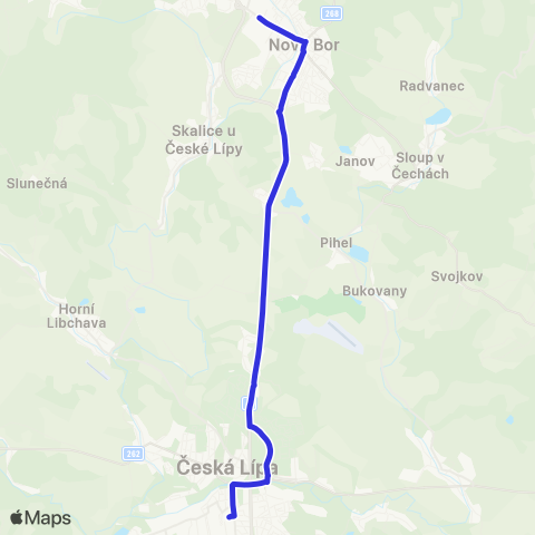 Doprava Česká Lípa Česká Lípa - Pihel - Nový Bor map