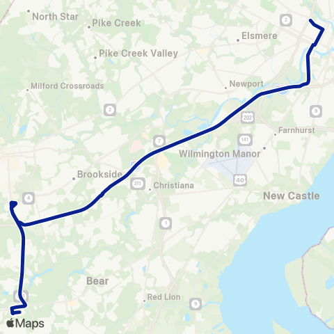 DART First State Glasgow - Newark Express map