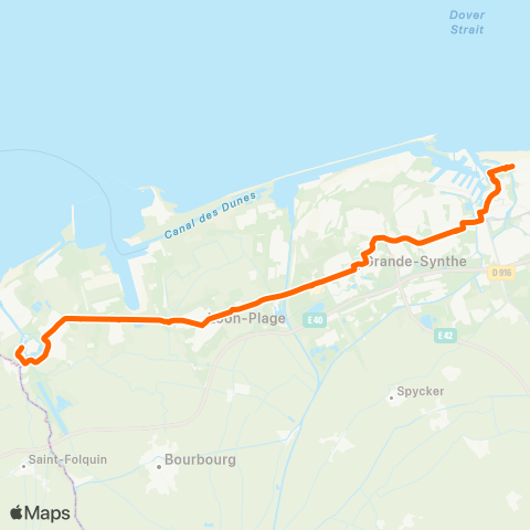 DK’BUS Gde-Synthe Puythouck - Dunkerque Malo Plage map