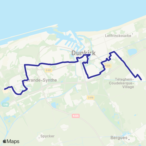 DK’BUS Gde-Synthe Puythouck - Leffrinckoucke Fort des Dunes map