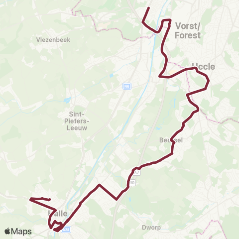 De Lijn Anderlecht - Drogenbos - Beersel - Halle AZ map