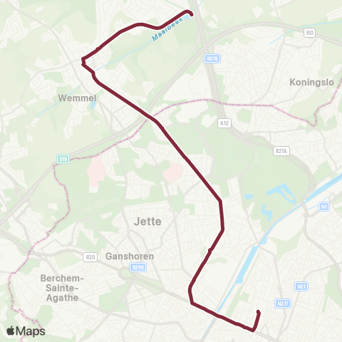 De Lijn Wemmel Drijpikkel - Bockstael - Brussel Noord map