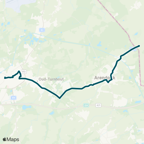 De Lijn Turnhout - Oud-Turnhout - Arendonk map