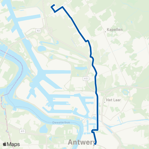 De Lijn Zandvliet - Stabroek - Ekeren - Antwerpen map