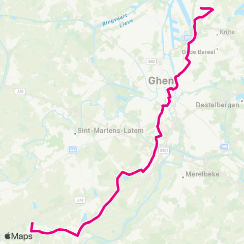 De Lijn Nazareth - Zwijnaarde - Nieuw Gent - Gent Zuid - Oostakker map