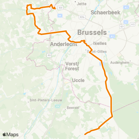 De Lijn Alsemberg - Brussel Zuid - Groot-Bijgaarden map