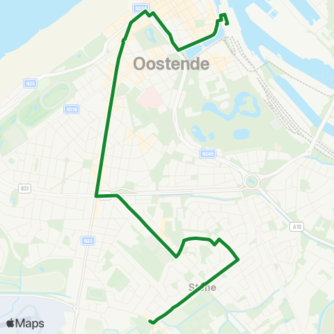 De Lijn Oostende Station - Stene Dorp map