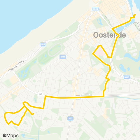 De Lijn Oostende Station - Steensedijk - Bauwensplein - Station map