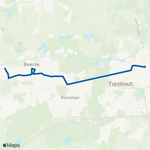 De Lijn Beerse - Vosselaar - Turnhout Markt map