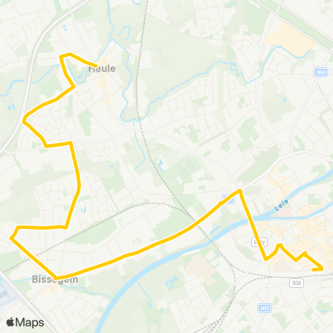 De Lijn Kortrijk Station - Bissegem - Heule map