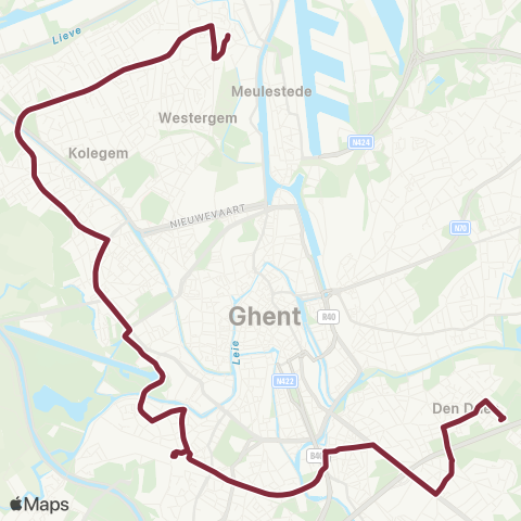 De Lijn Gentbrugge - Sint-Pietersstation - Mariakerke - Wondelgem map