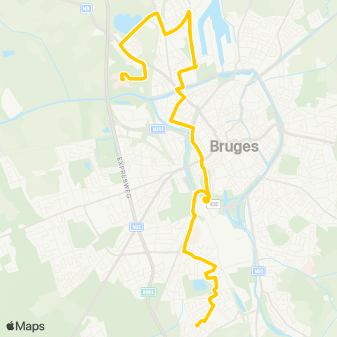 De Lijn AZ Sint-Jan - Station - Sint-Pieters - Sint-Michiels map