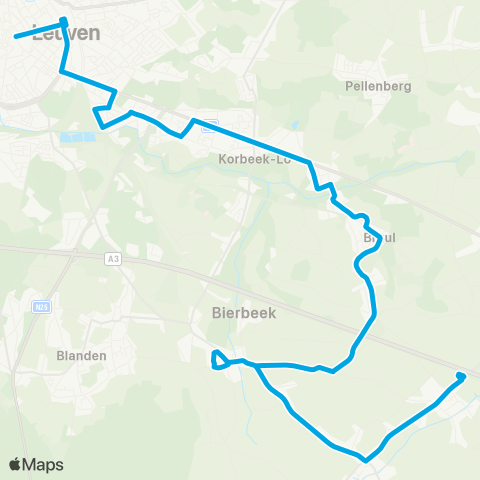 De Lijn Feestbus Leuven - Bierbeek - Neervelp map