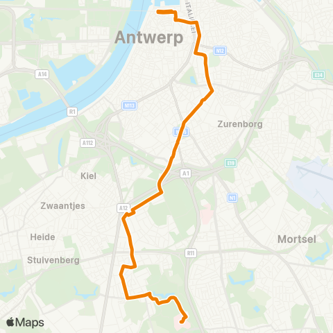 De Lijn Brouwersvliet - Centraal Station - UZA map