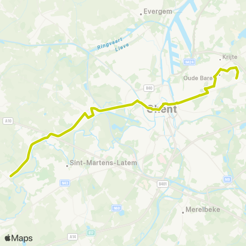 De Lijn Leerne - Drongen - Korenmarkt - P+R Oostakker - Achtendries map