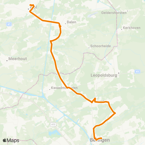 De Lijn Beringen - Mol map