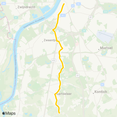 De Lijn Aartselaar - Antwerpen Groenplaats map