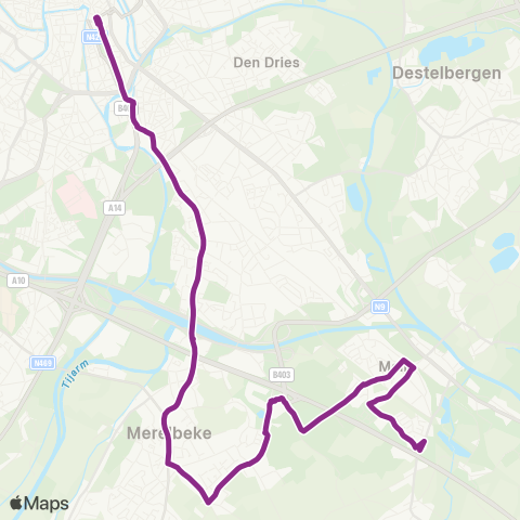 De Lijn Gent Zuid - Merelbeke - Melle map