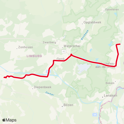 De Lijn Hasselt - Maasmechelen map