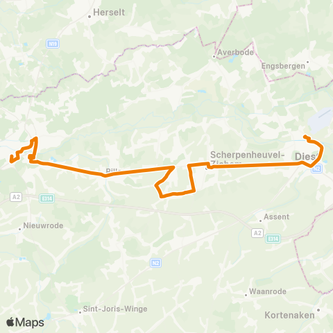 De Lijn Diest - Scherpenheuvel - Rillaar - Aarschot map