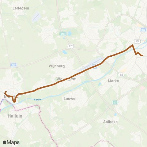 De Lijn Kortrijk - Bissegem - Wevelgem - Menen map