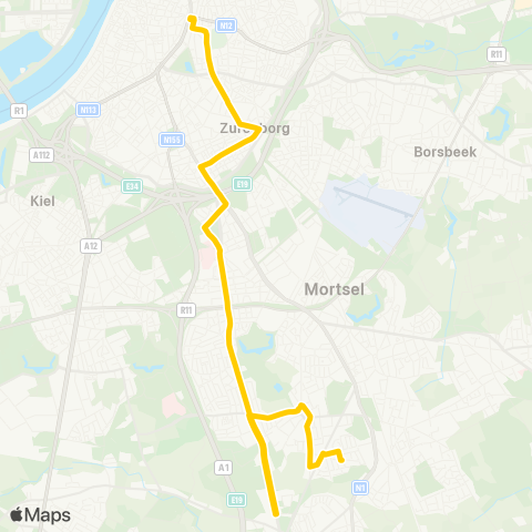 De Lijn Edegem - Berchem Station - Rooseveltplaats map