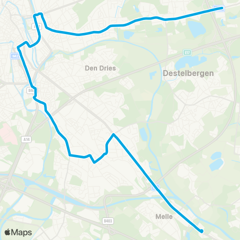 De Lijn Melle - Flora - Zuid - Dampoort - Destelbergen map